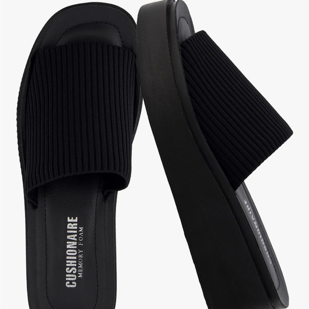 Cushionaire Black Platform Sandals